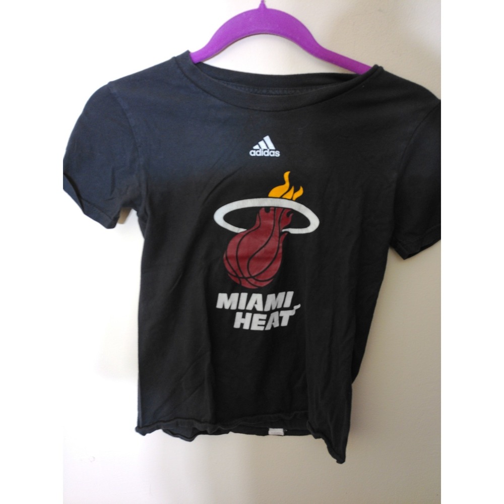 Adidas Miami Heat T-Shirt Youth Small 8 Black NBA Go-To Tee Basketball Sporty